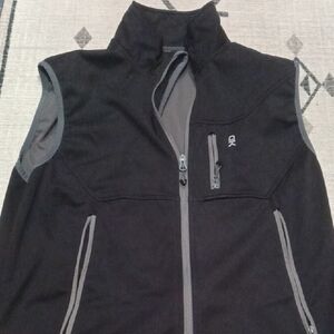Black and Gray Performance Vest with High Collar